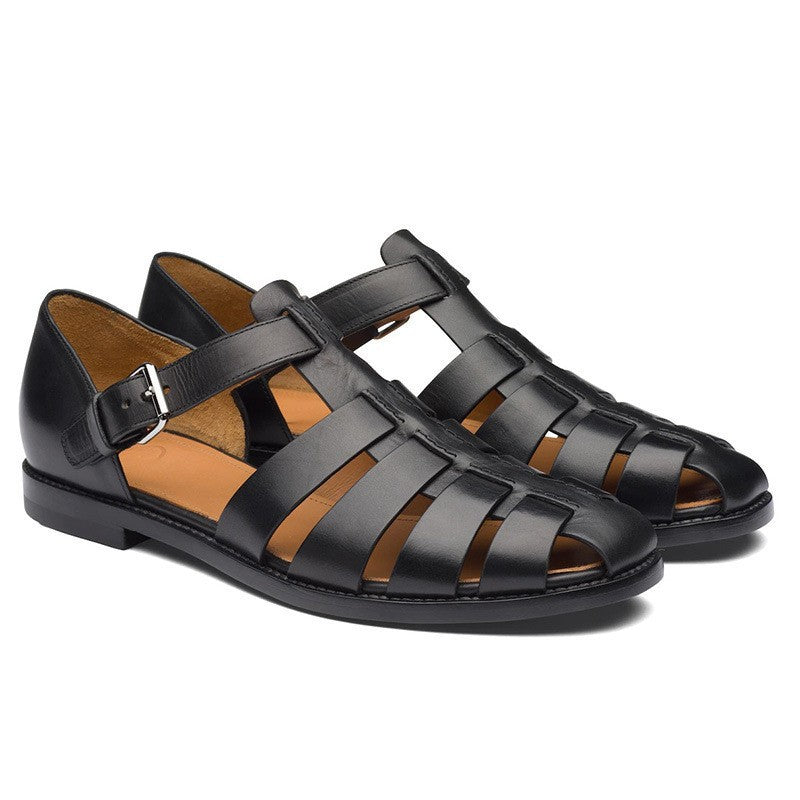 Mens Breathable Leather Buckle Sandals