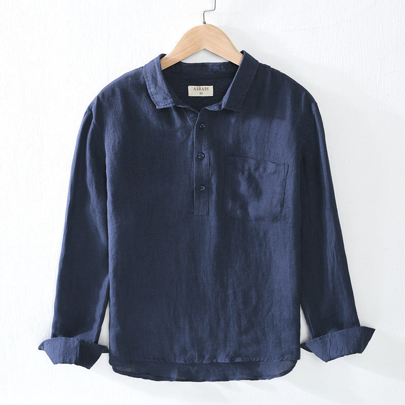 Mens Linen Lapel Shirt