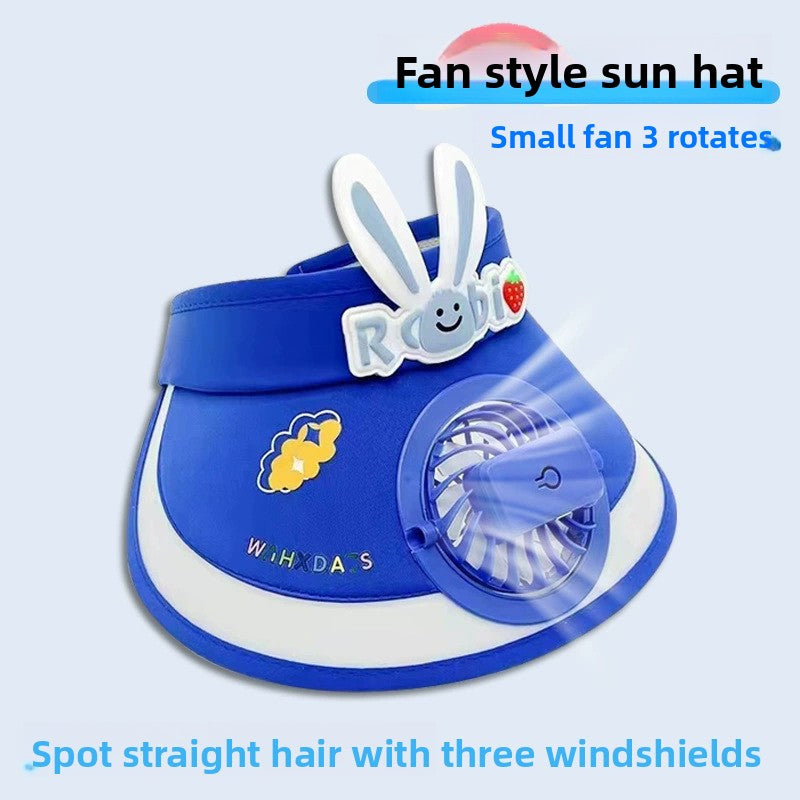 children's sun hat with built-in charging fan