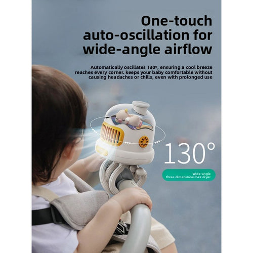 Bladeless Clip-On Stroller Fan with Mosquito Repellent