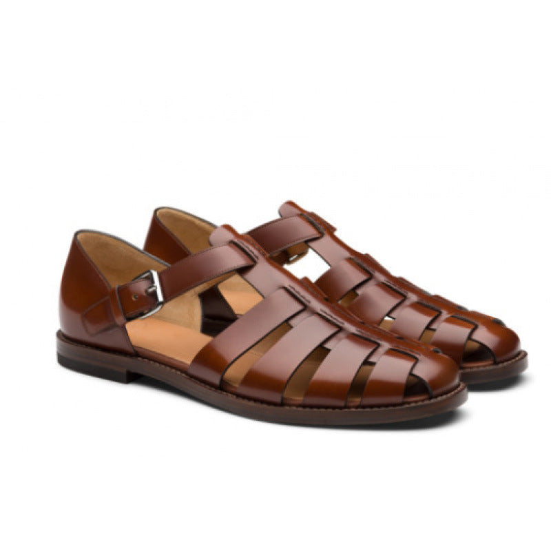 Mens Breathable Leather Buckle Sandals