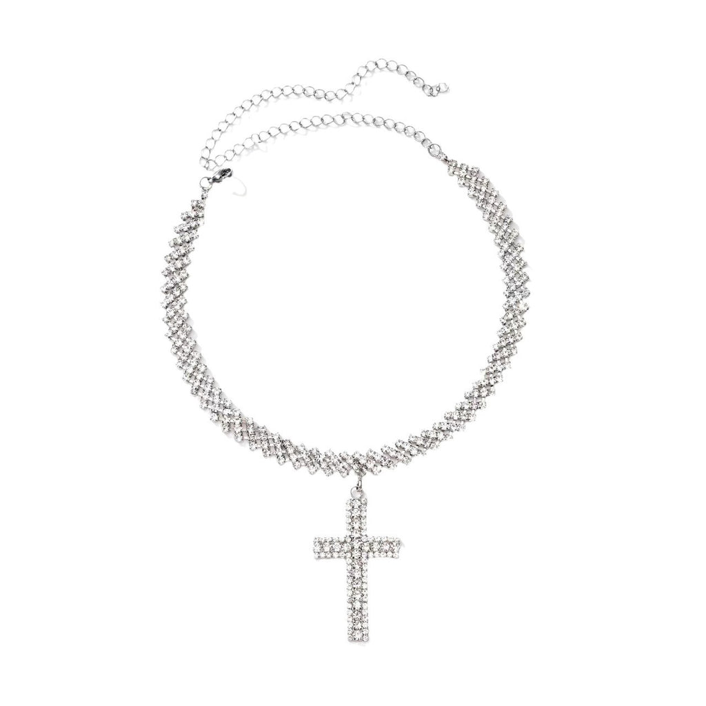 Diamond Pendant Cross Necklace Choker