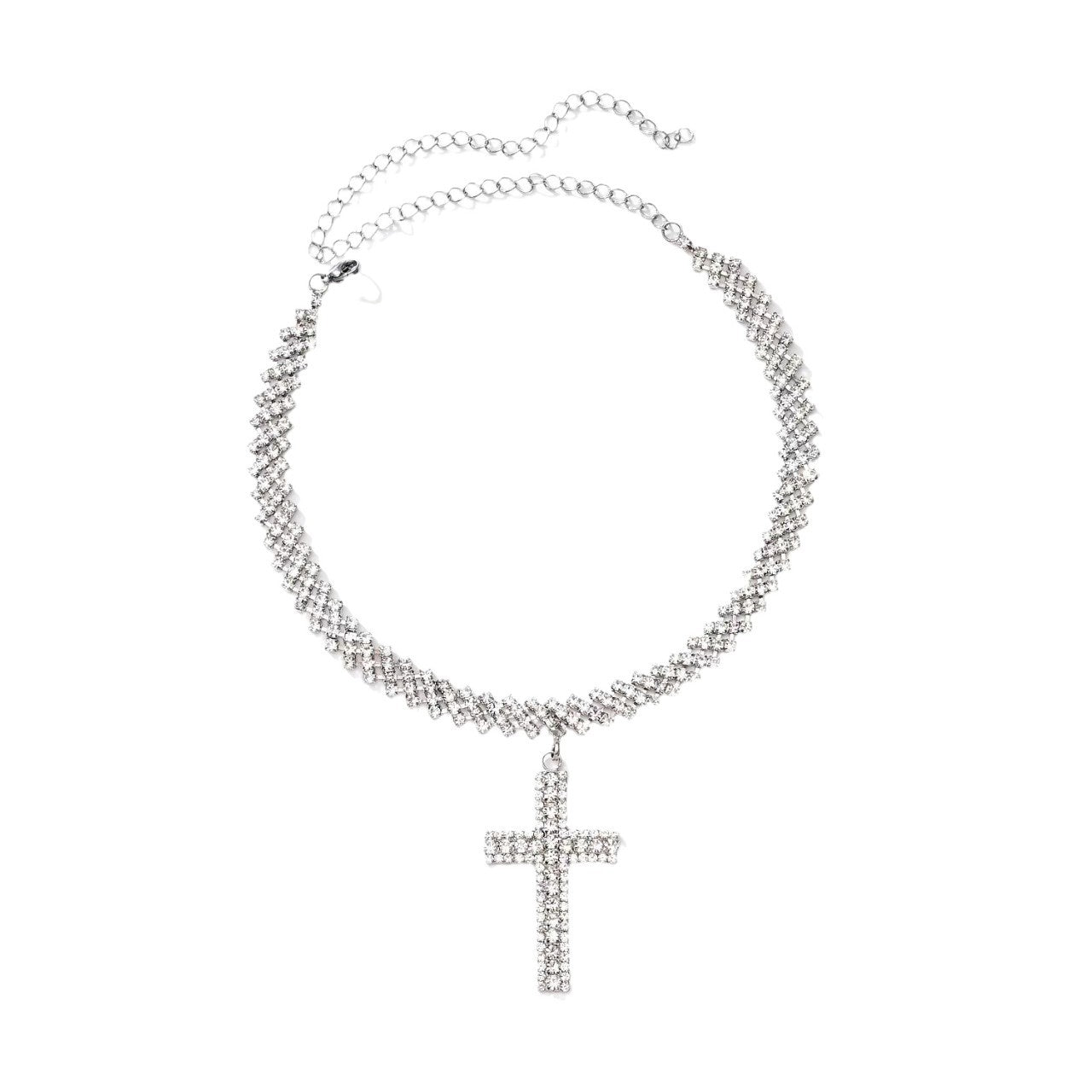 Diamond Pendant Cross Necklace Choker