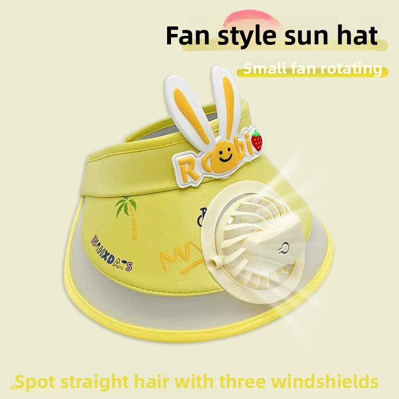 children's sun hat with built-in charging fan