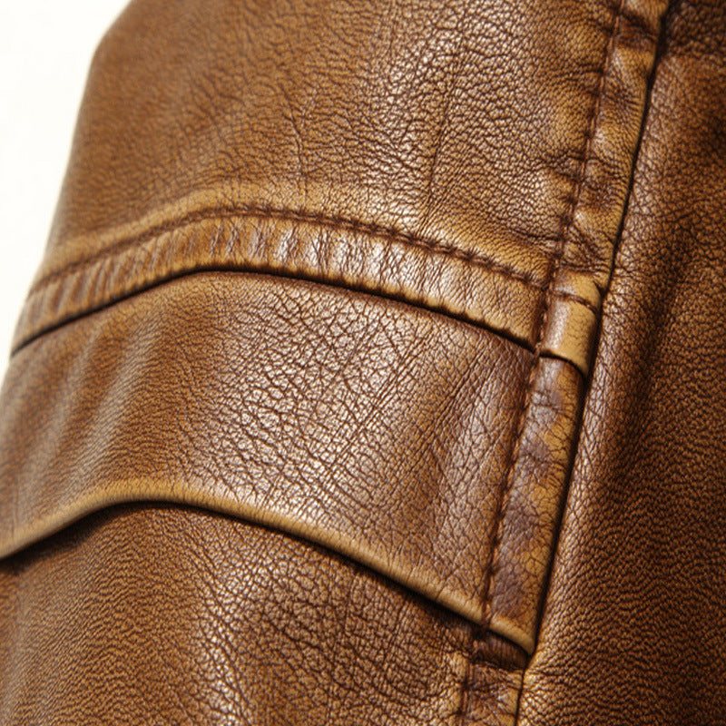 Men's Leather Jacket Slim-Fit Men's Motorcycle Pu Leather Jacket