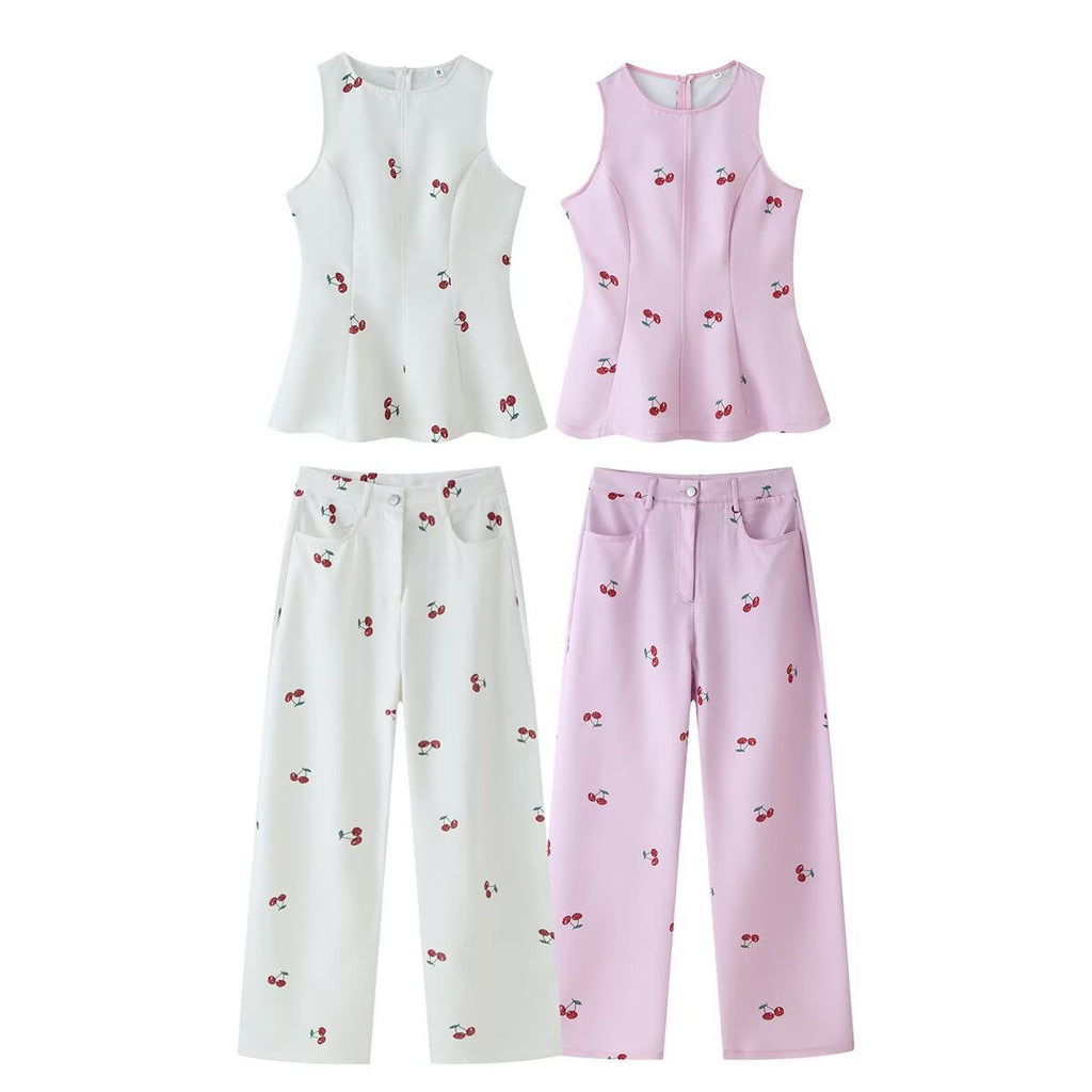 Floral Print Backless Top and High Waist Pants Set