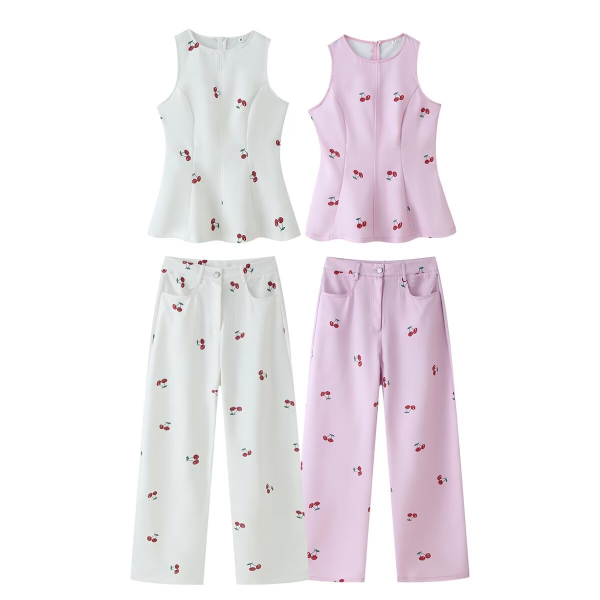 Floral Print Backless Top and High Waist Pants Set