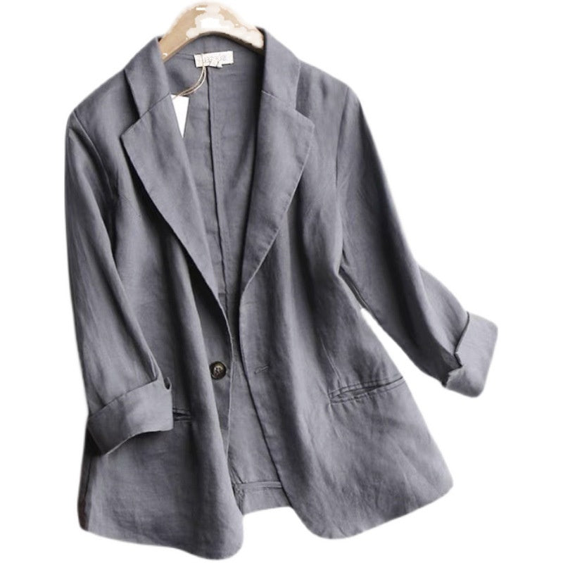 Womens Cotton Linen Blazer