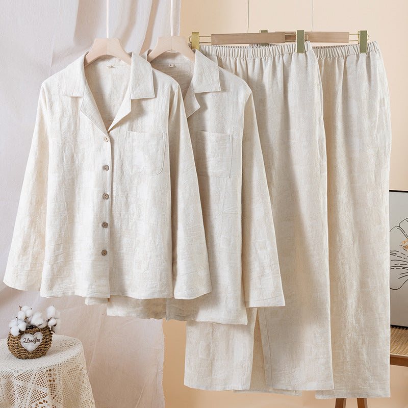 Cotton Linen Pajama Set for Home and Outdoor