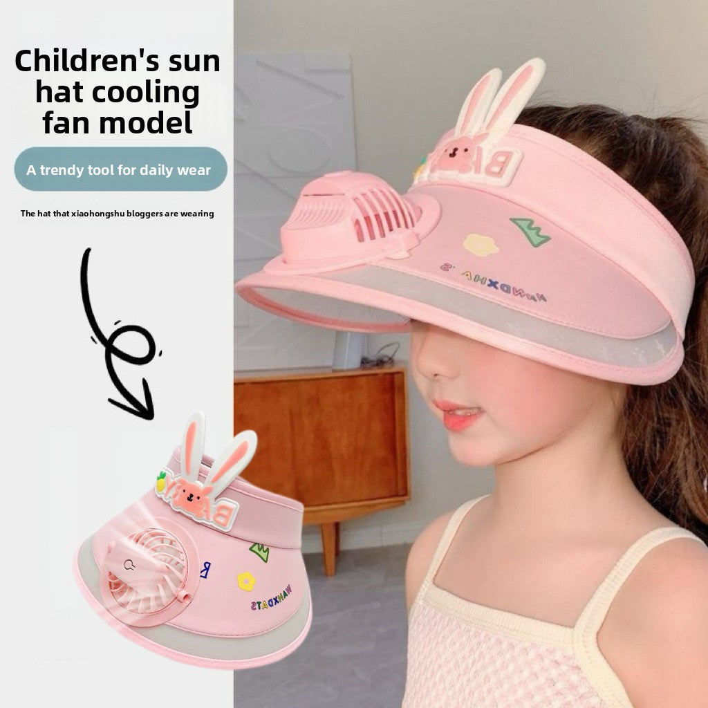 children's sun hat with built-in charging fan