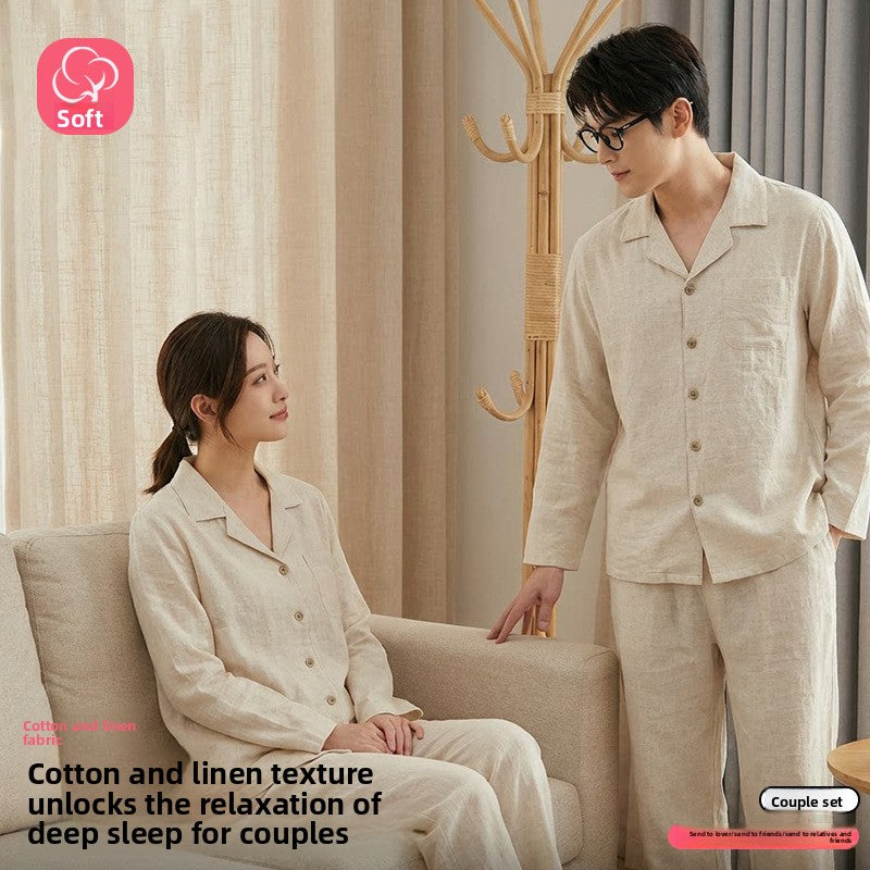Cotton Linen Pajama Set for Home and Outdoor