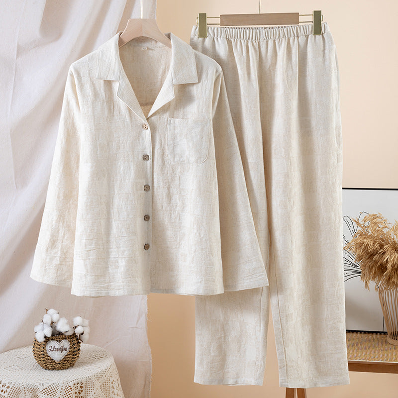Cotton Linen Pajama Set for Home and Outdoor