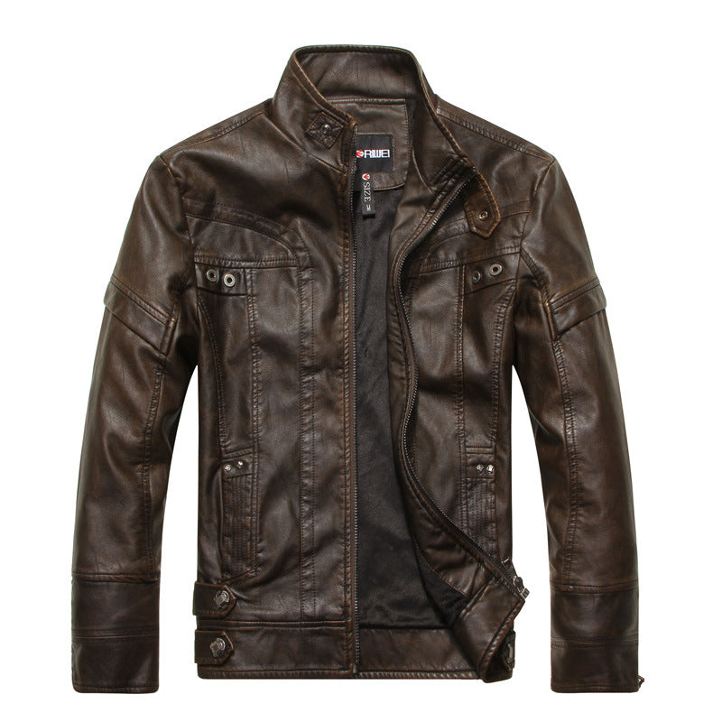 Men's Leather Jacket Slim-Fit Men's Motorcycle Pu Leather Jacket