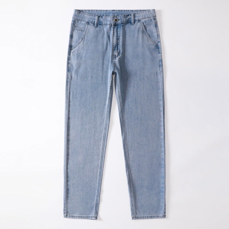 Mens Tencel Ultra Thin Loose Straight Jeans
