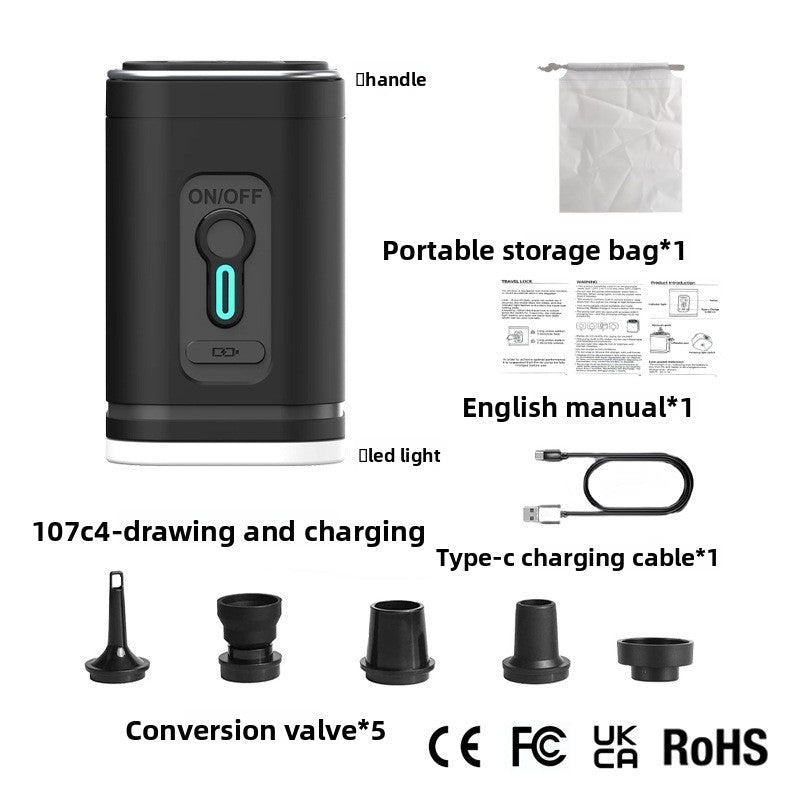 Wireless Rechargeable Air Pump for Inflation and Deflation