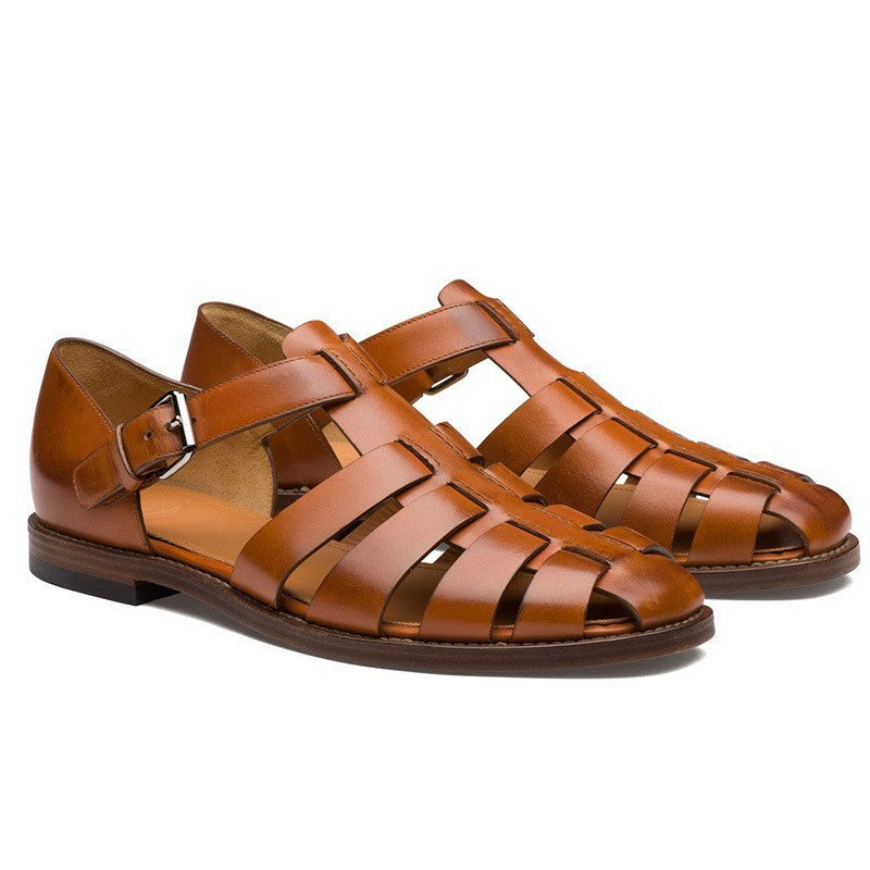 Mens Breathable Leather Buckle Sandals