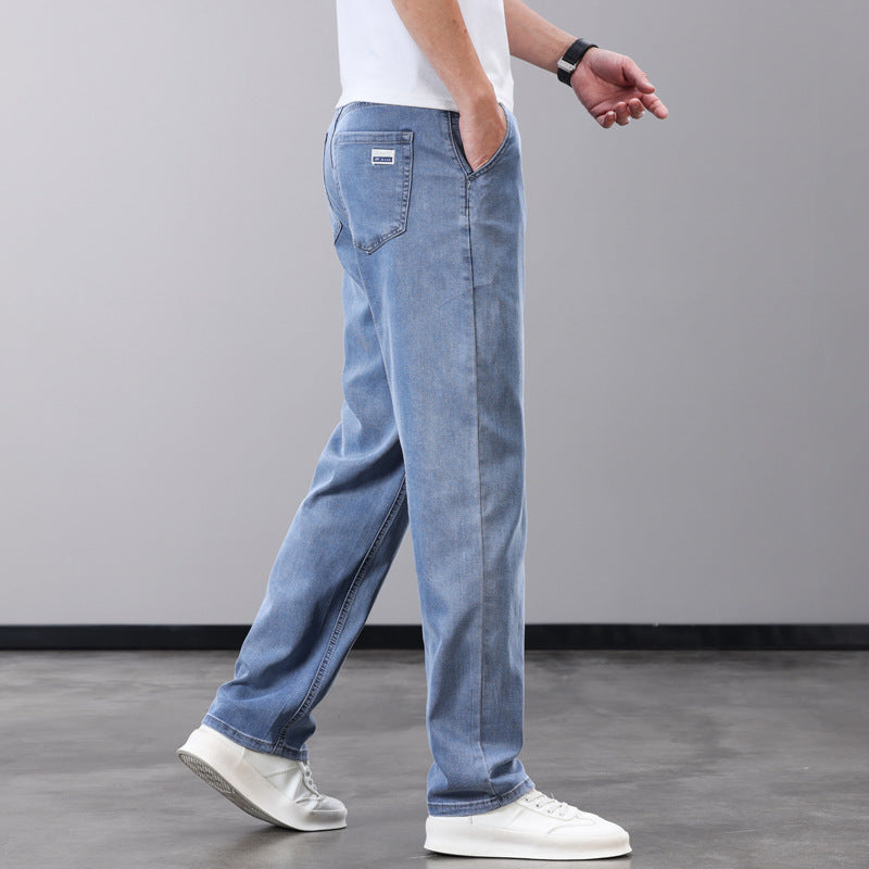 Mens Tencel Ultra Thin Loose Straight Jeans