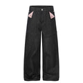 Mens Straight Leg Denim Pants with Multi-Pockets