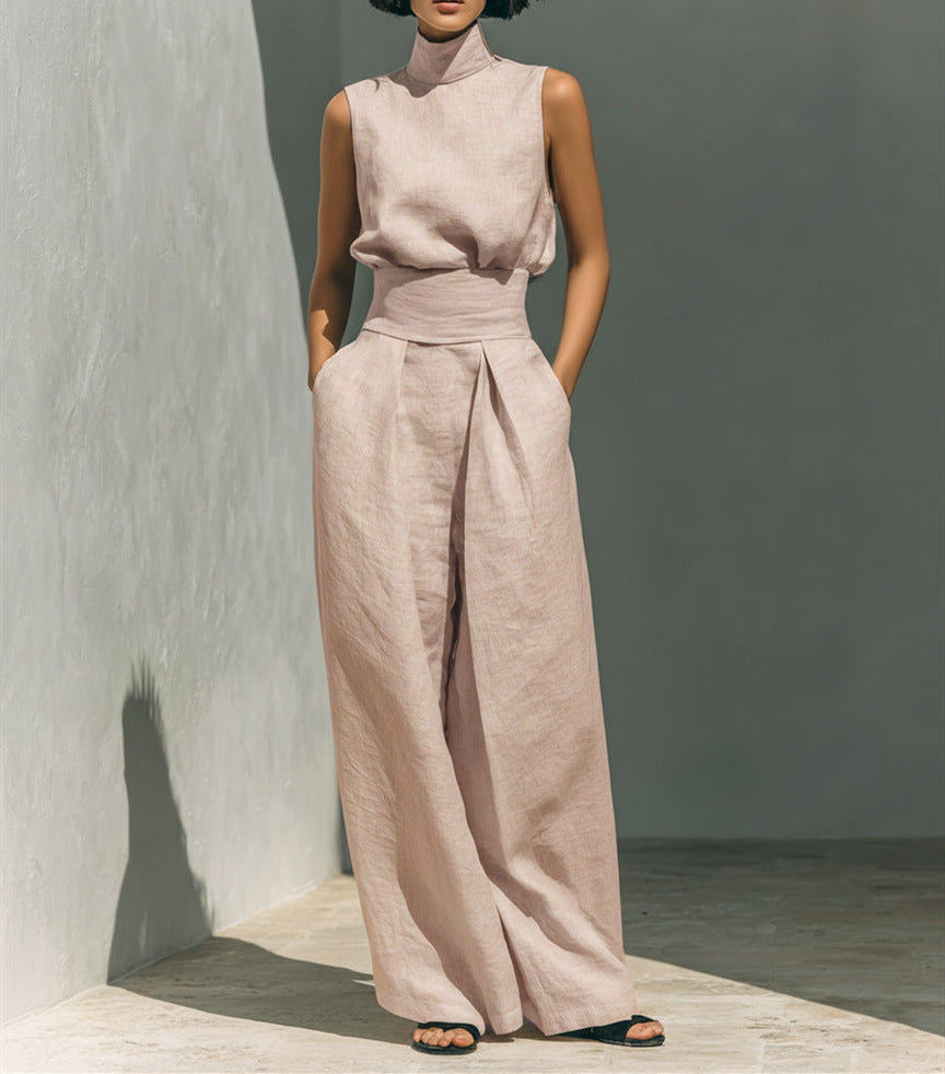 Women's linen sleeveless trousers