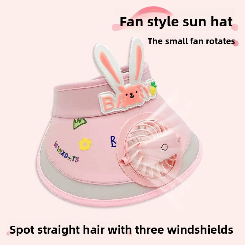 children's sun hat with built-in charging fan