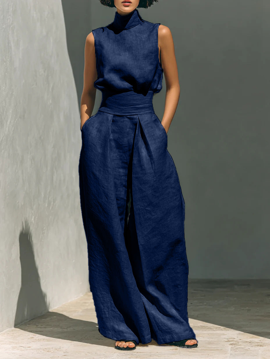 Women's linen sleeveless trousers