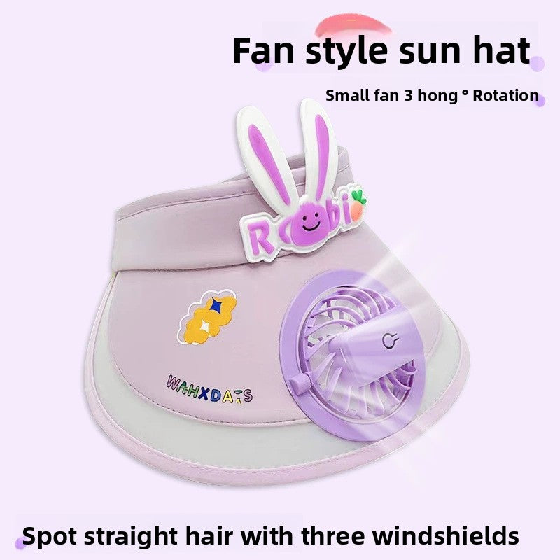 children's sun hat with built-in charging fan