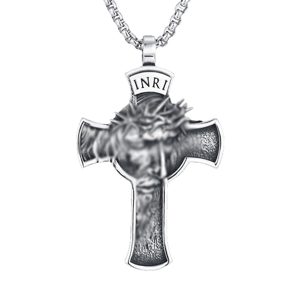 Vintage Stainless Steel Cross Pendant Necklace