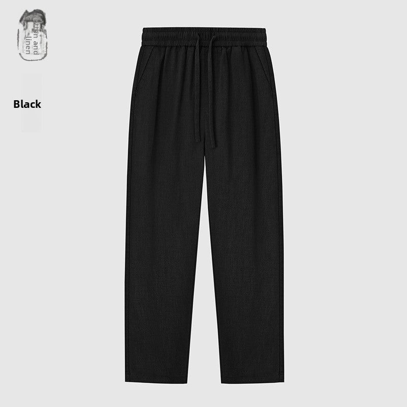 Mens Straight Leg Linen Casual Pants