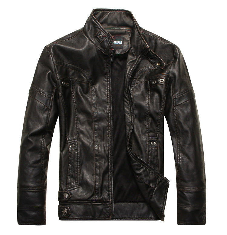 Men's Leather Jacket Slim-Fit Men's Motorcycle Pu Leather Jacket