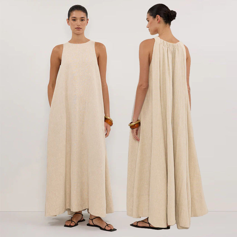 Linen-blend dress