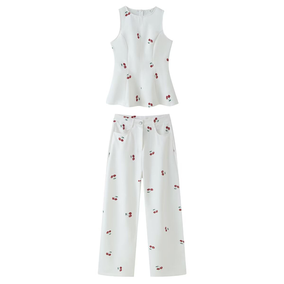 Floral Print Backless Top and High Waist Pants Set