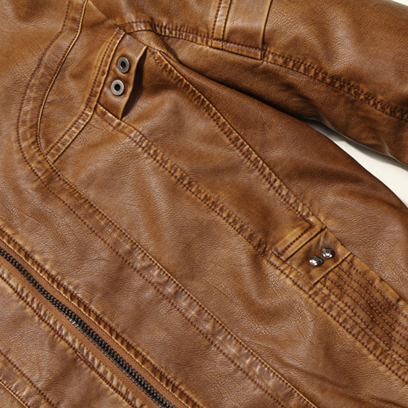 Men's Leather Jacket Slim-Fit Men's Motorcycle Pu Leather Jacket