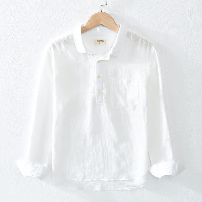 Mens Linen Lapel Shirt