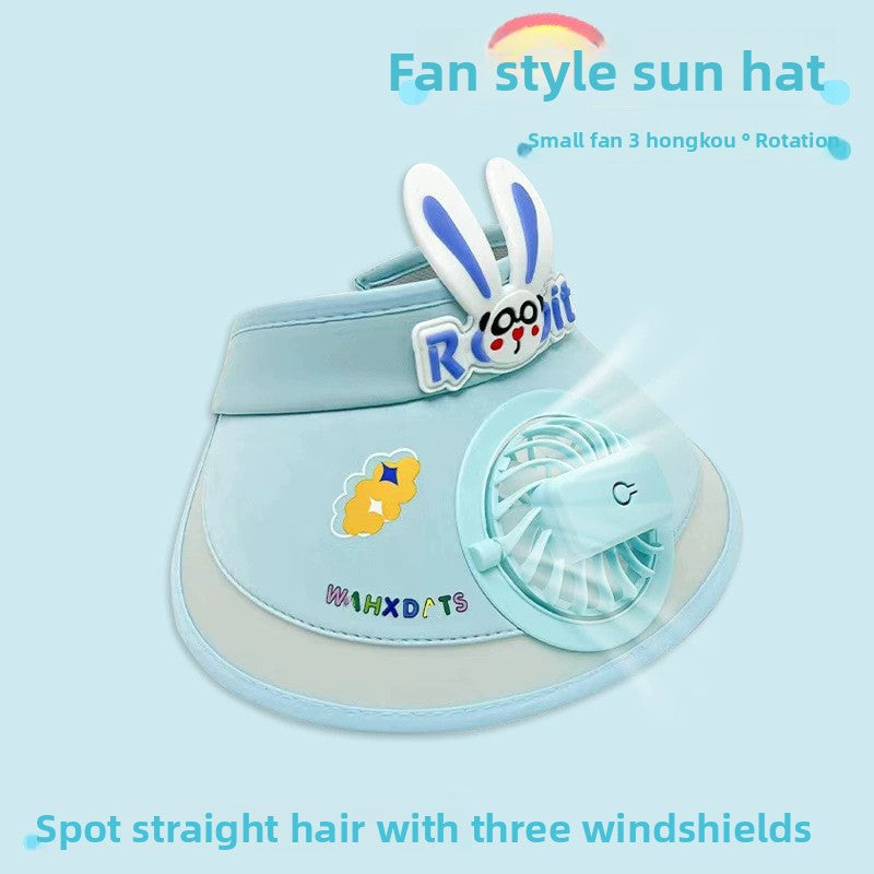 children's sun hat with built-in charging fan