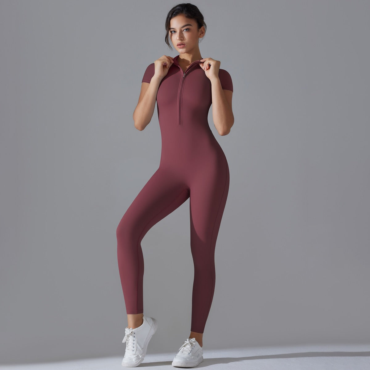Womens Yoga Jumpsuit with Zipper