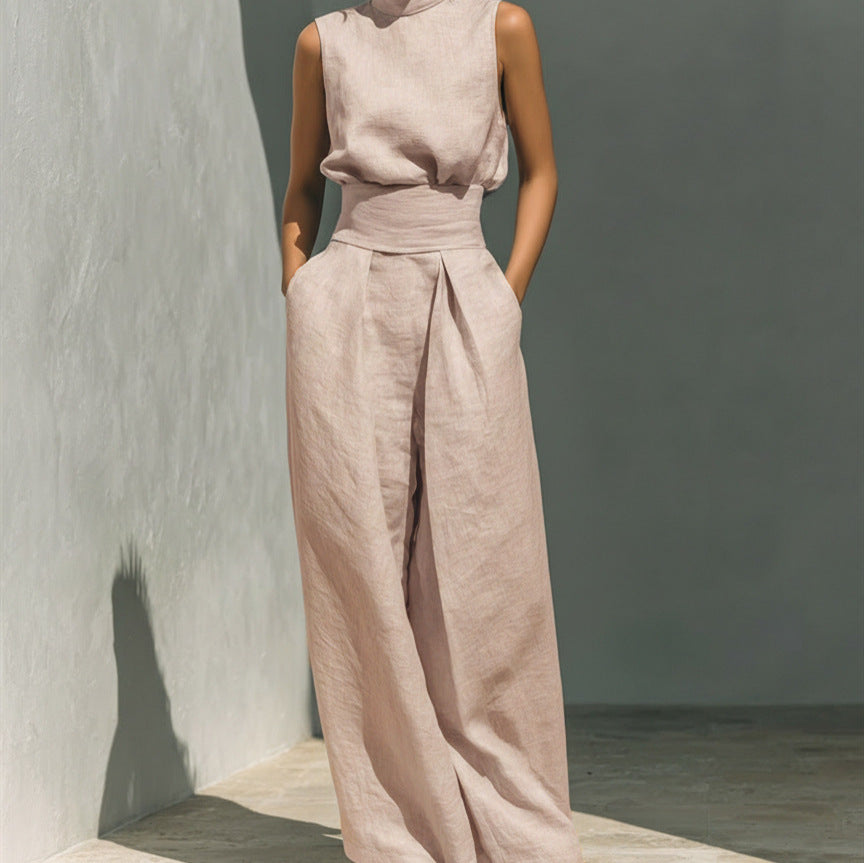 Women's linen sleeveless trousers
