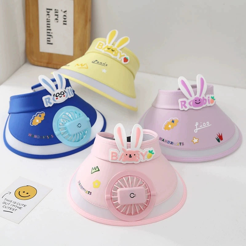 children's sun hat with built-in charging fan