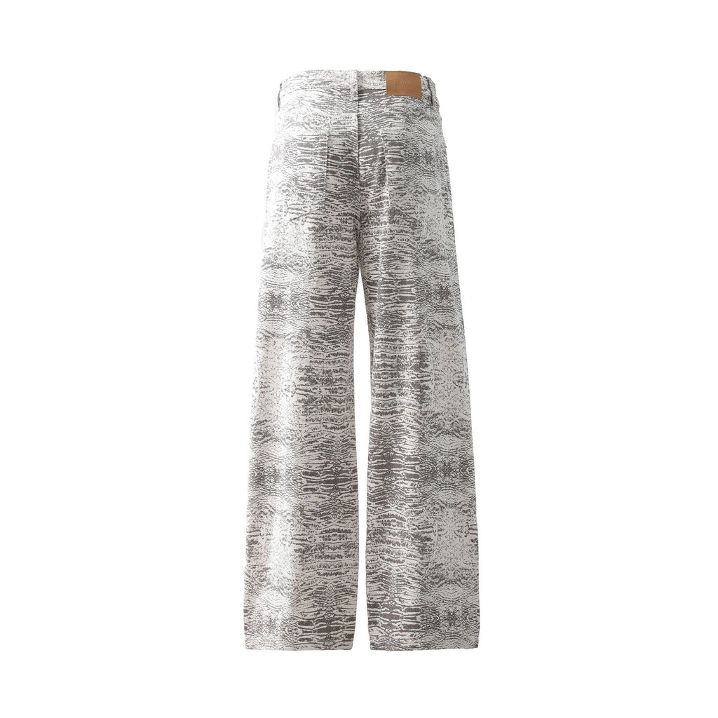 Retro Bootcut Denim Jeans with Snake Pattern