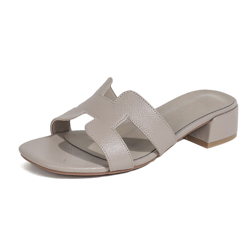 Wear chunk-heeled sandals on the outside