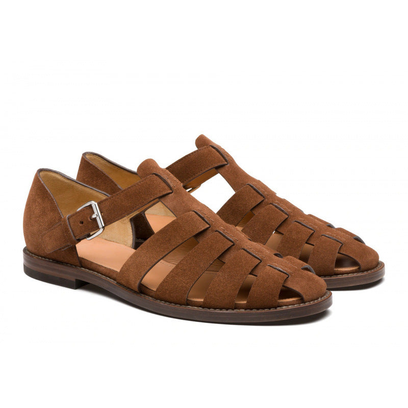 Mens Breathable Leather Buckle Sandals