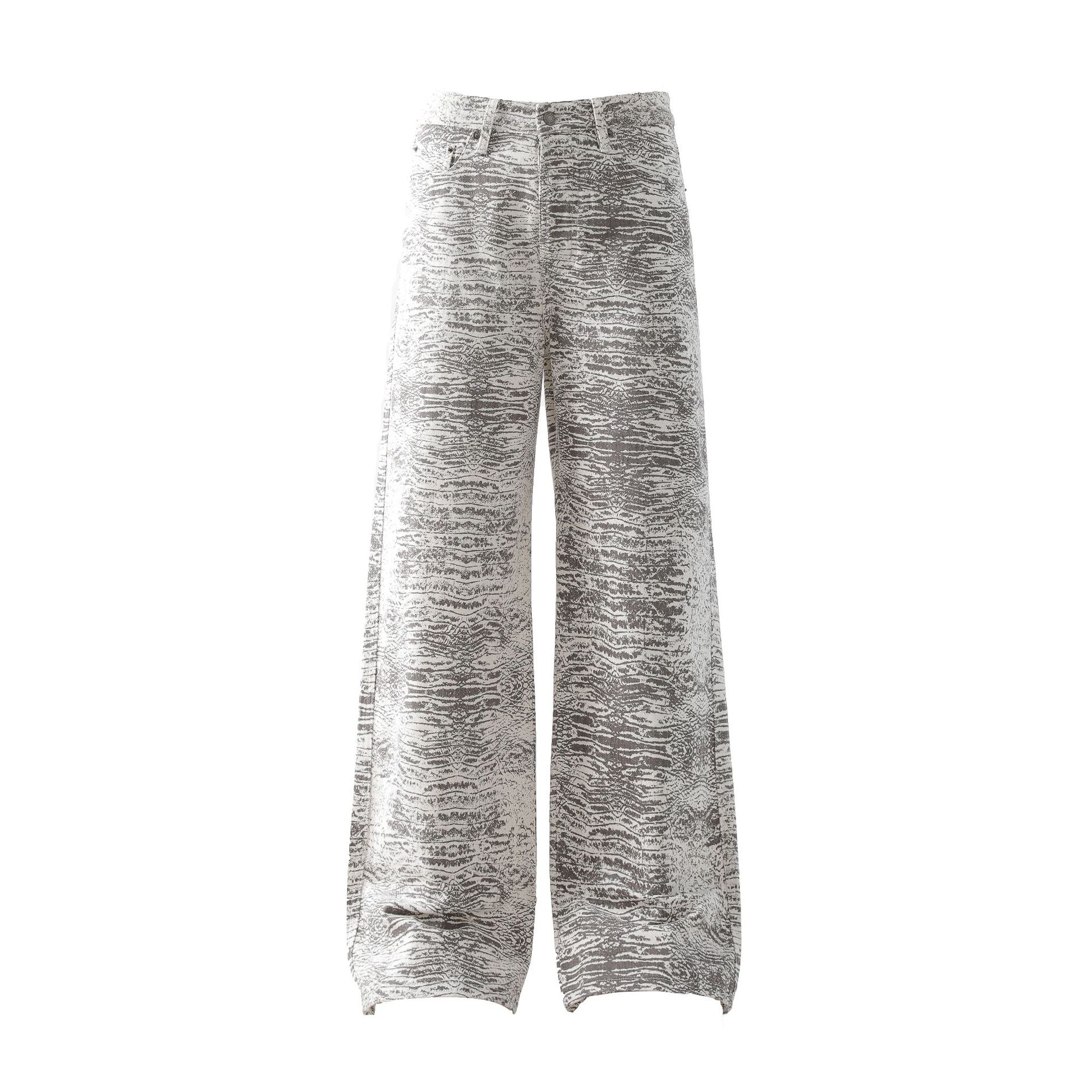 Retro Bootcut Denim Jeans with Snake Pattern