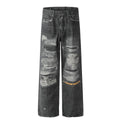 Mens Loose Fit Straight Leg Denim Jeans