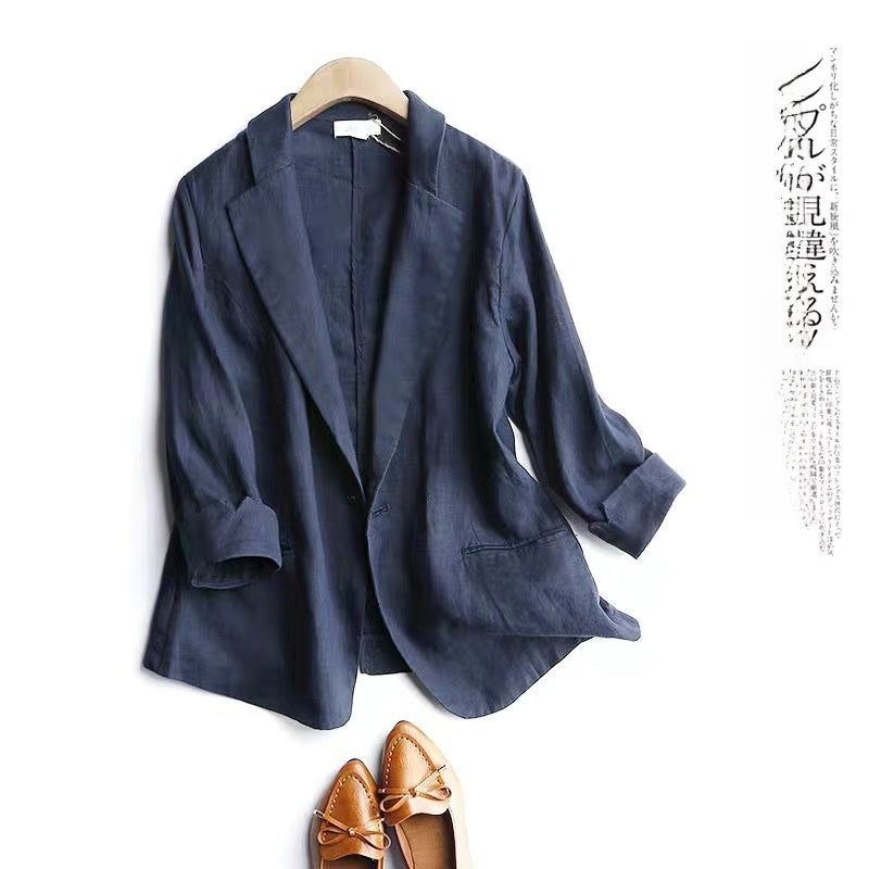 Womens Cotton Linen Blazer