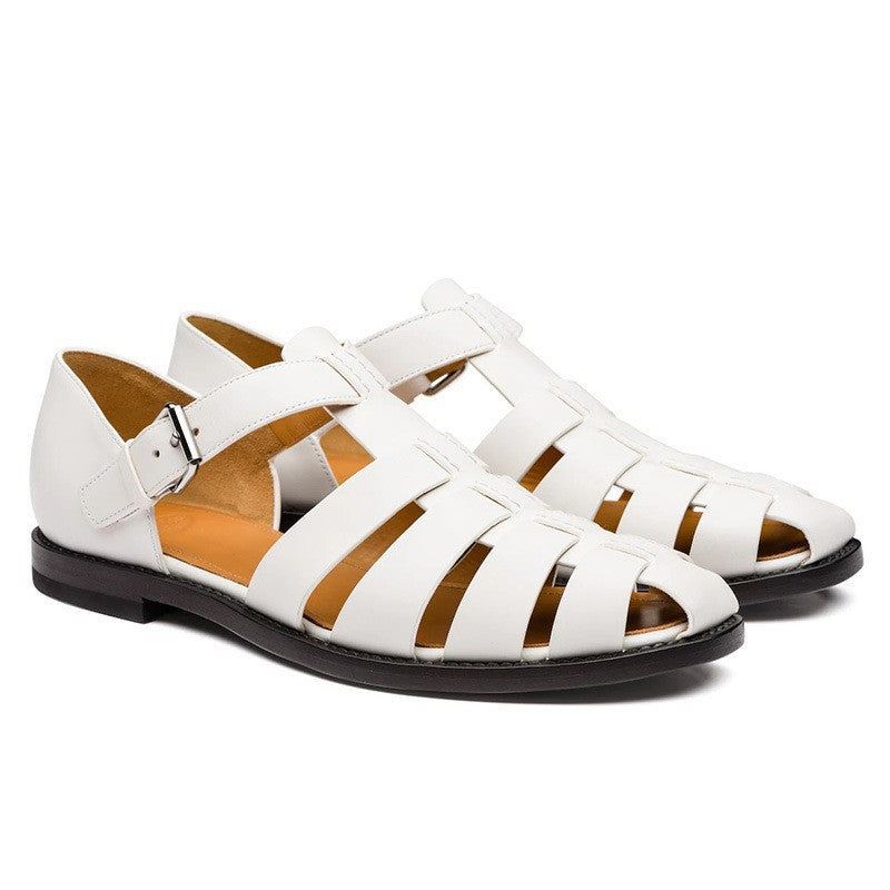 Mens Breathable Leather Buckle Sandals