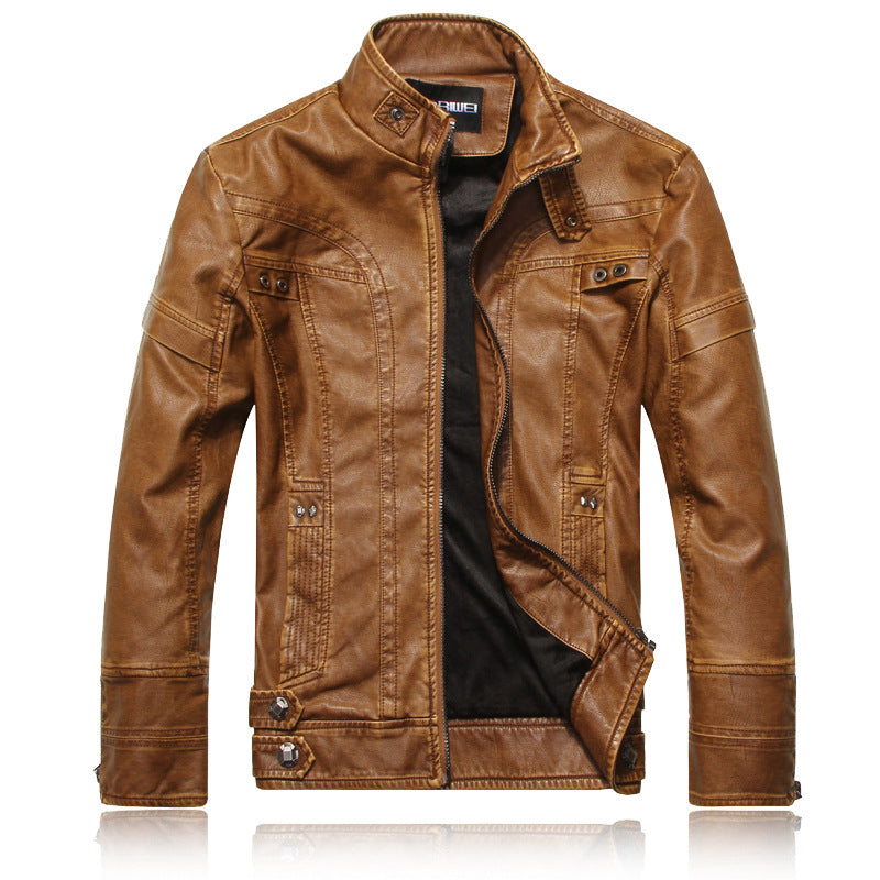 Men's Leather Jacket Slim-Fit Men's Motorcycle Pu Leather Jacket