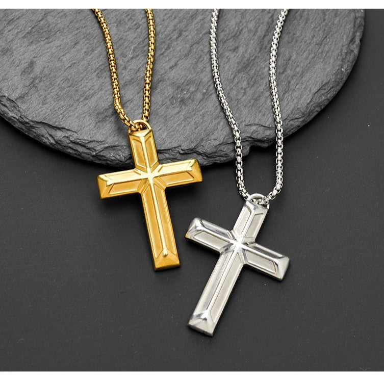 Titanium Steel Cross Pendant Necklace