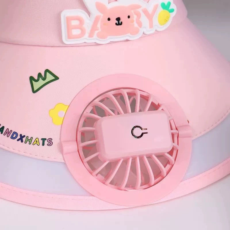 children's sun hat with built-in charging fan
