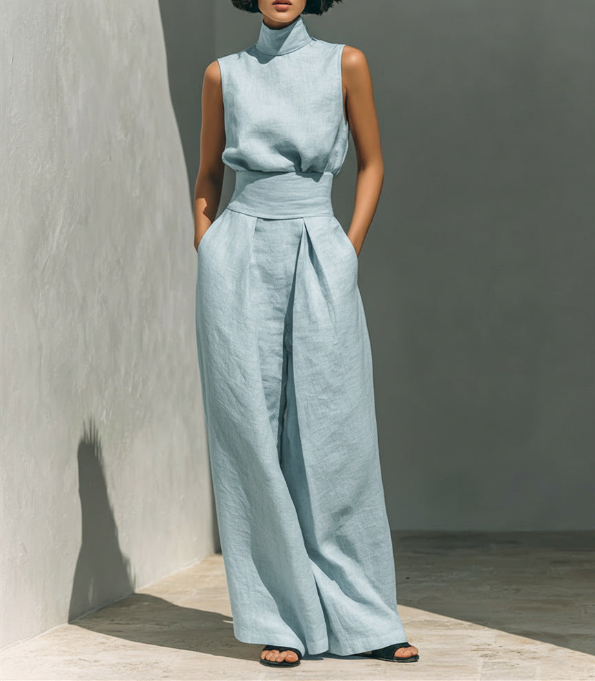 Women's linen sleeveless trousers