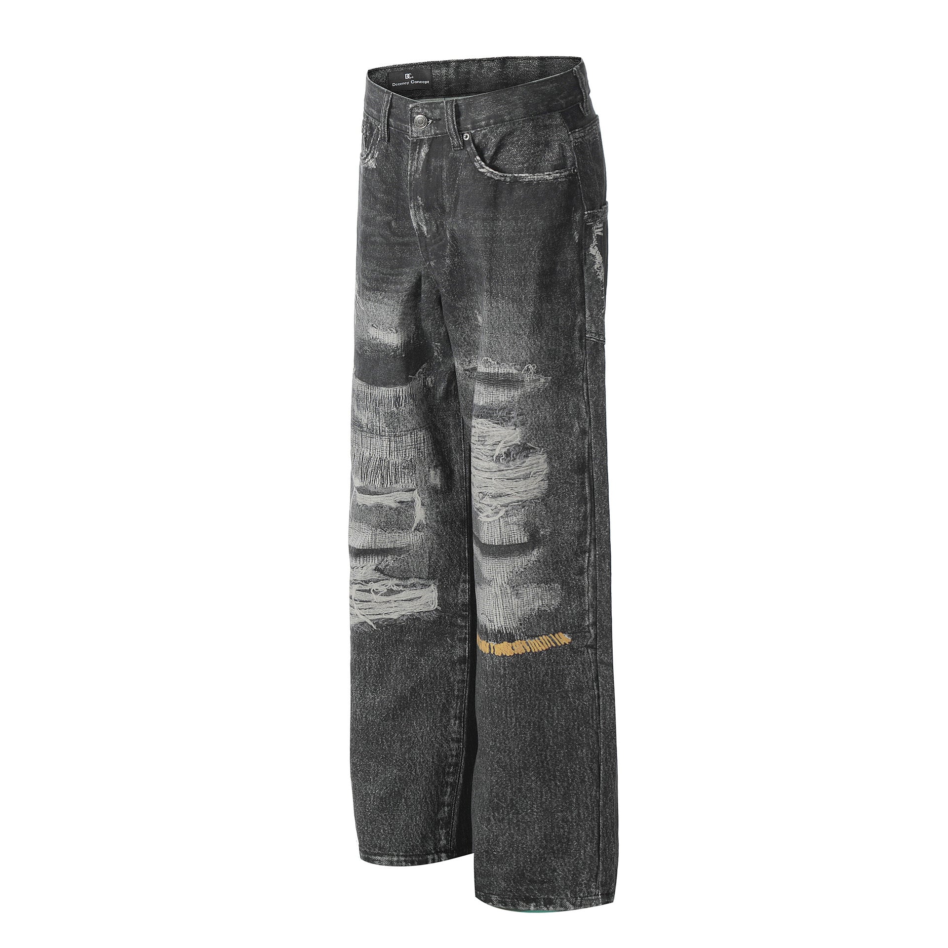 Mens Loose Fit Straight Leg Denim Jeans